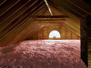 Attic insulation in a home